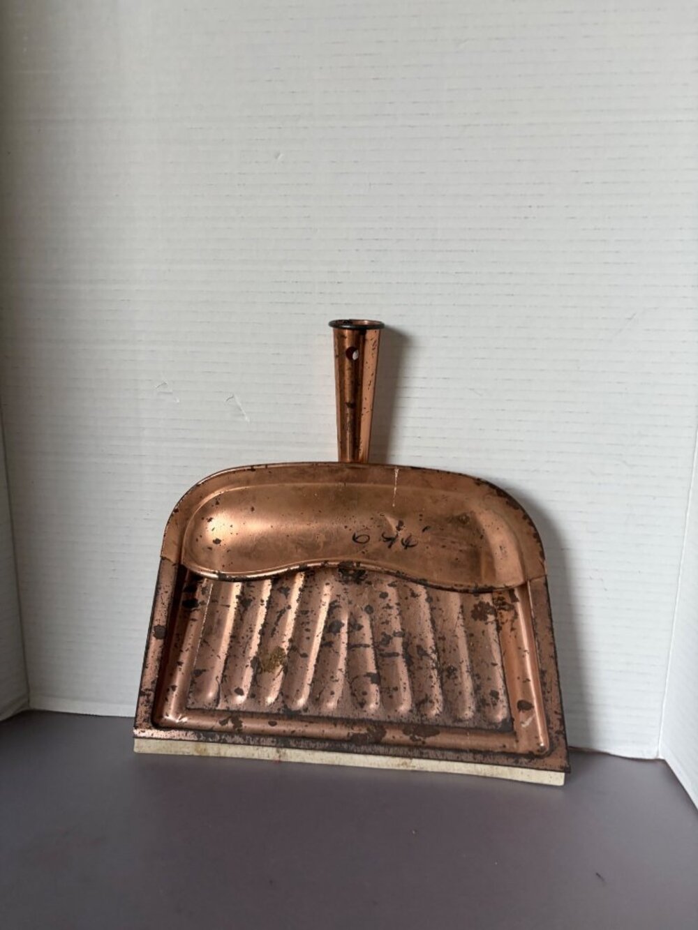 Vintage Copper Dustpan With Handle - Rustic Aesthetic Patina Finish Durable Meta